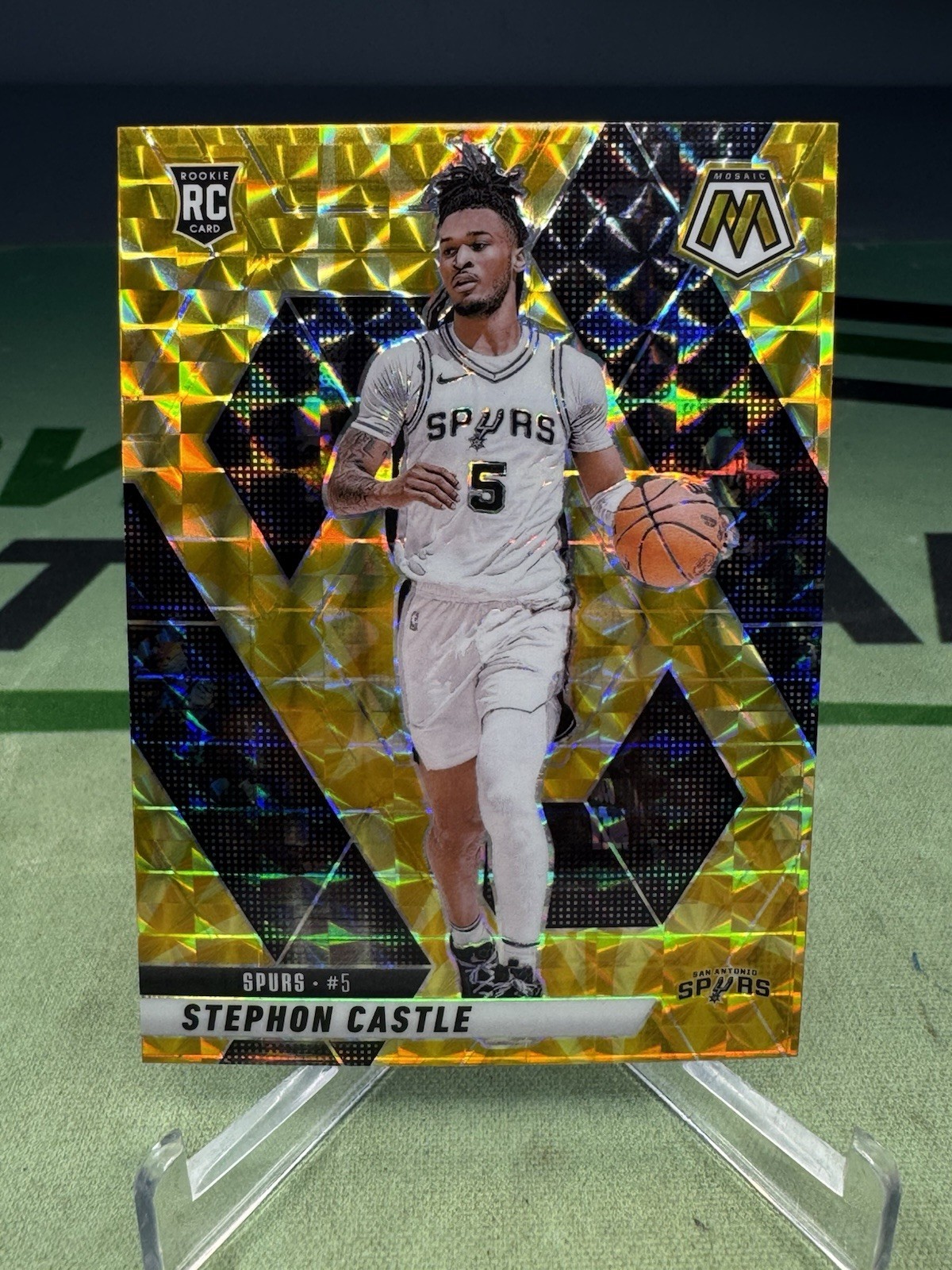 2024-25 Mosaic Stephon Castle Reactive Yellow Rookie RC #236 - San Antonio Spurs