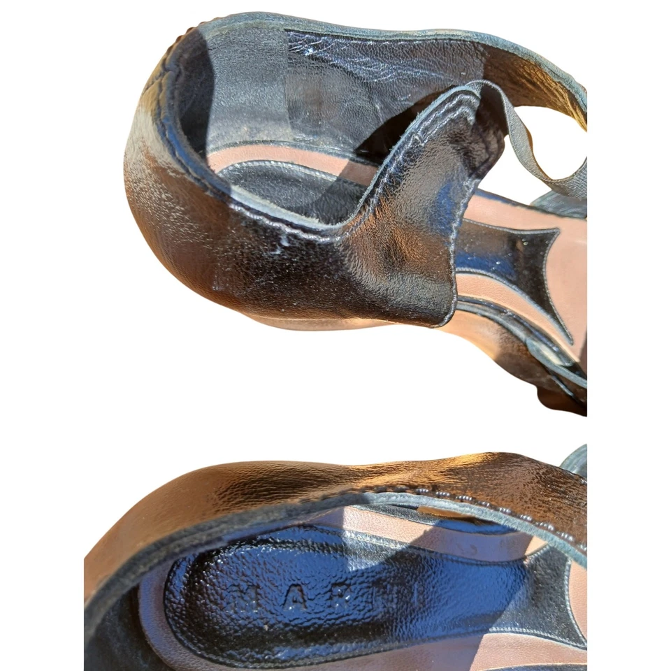 Sandalias de plataforma Marni para mujer de charol negro talla 39 Y2K Foto 4 de 4