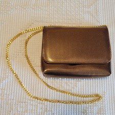 Vintage Metallic Bronze Brown Clutch/Shoulder Bag/Chain