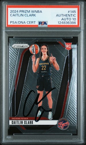 Panini 2024 Prizm WNBA Caitlin Clark Rookie Auto PSA 10 Auto #145 Base