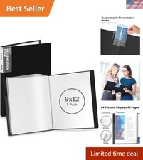 9x12 Presentation Binder, 24 Pockets, Displays 48 Pages, Aqua Clear Plastic...