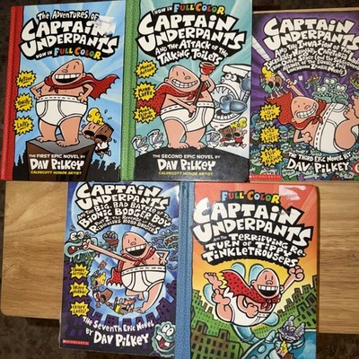 DAV PILKEY CAPTAIN UNDERPANTS (3 Hardcover, 2 Paperback) Lot Of 5 Books1-3,5,7,9