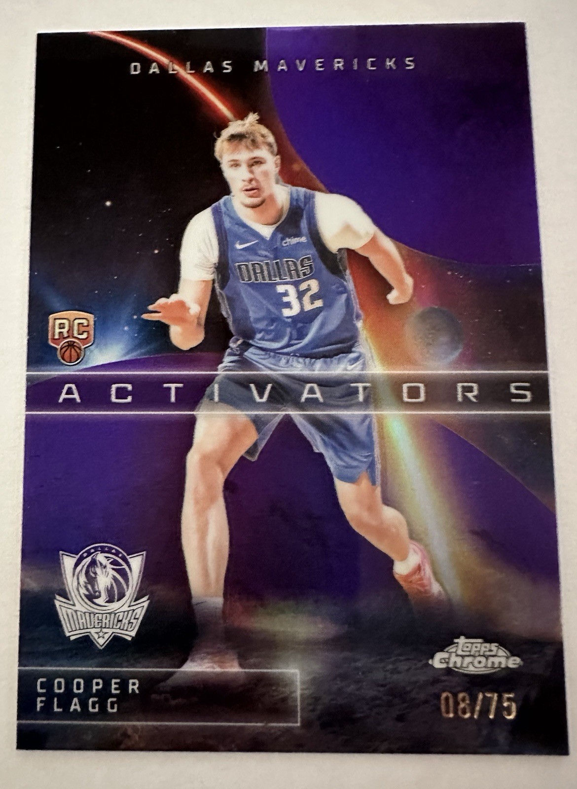 COOPER FLAGG 2025-26 TOPPS CHROME ACTIVATORS PURPLE REFRACTOR RC ROOKIE /75 