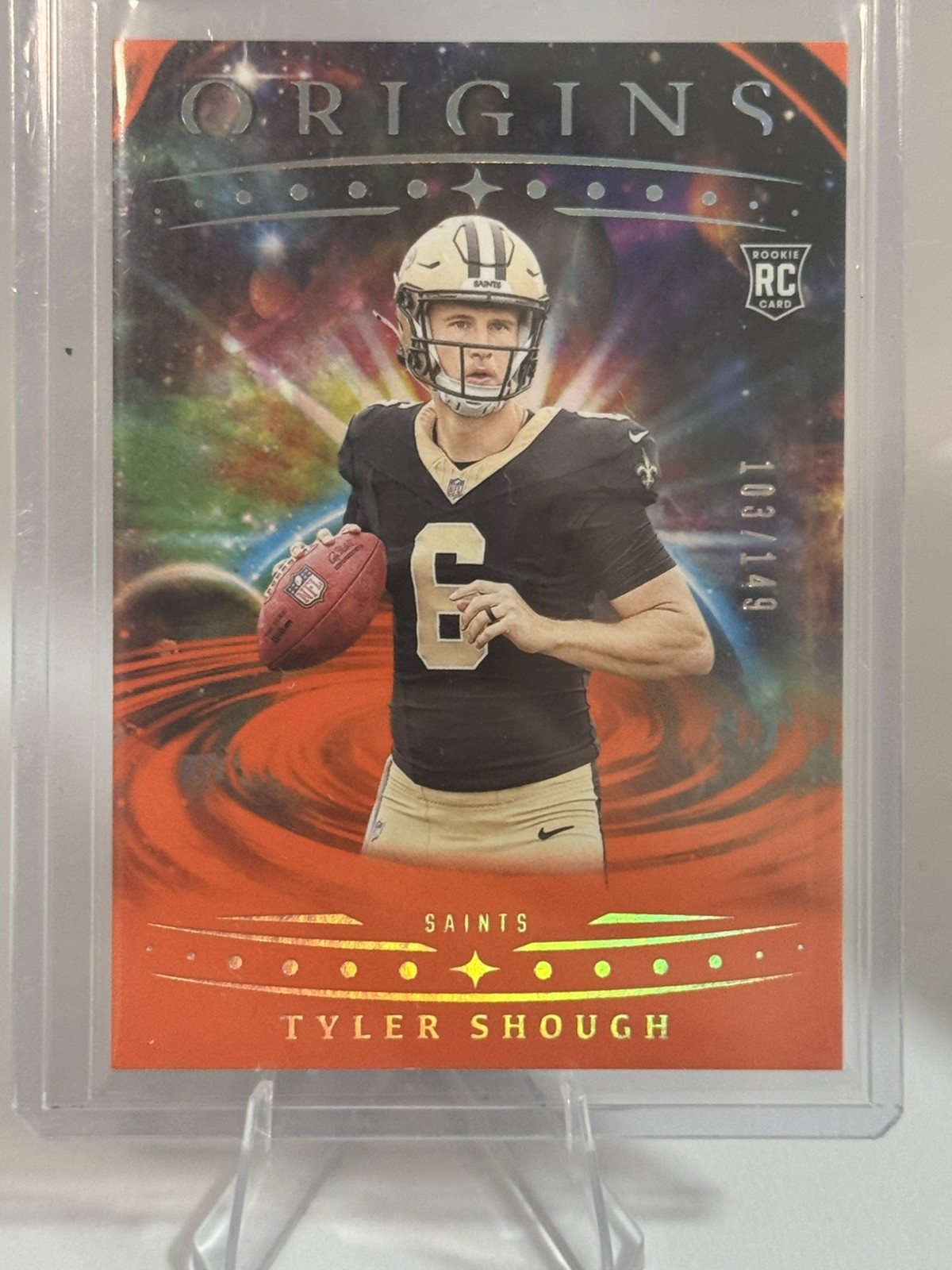 2025 Panini Origins - Tyler Shough #117 Rookie (RC) Orange /149 - Saints