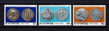 Cyprus sc 479-481 SG 486-488 Stamps Ancient Coins 1977 MNH