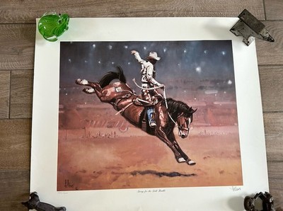 Fred Fellows  Going For The Gold Buckle  Offset Lithograph Numbered Signed