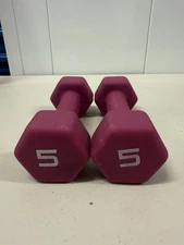 CAP Hex Neoprene 5 lb Dumbbell Workout  Weights Set of 2 New