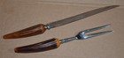 Vintage Sheffield Regal Crest Carving Set Knife & Fork - Antler Bakelite Handle — photo 2