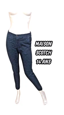 Scotch & Soda Fille 14 ans Pantalon jeans jean denim noir à pois taille - Photo 1/4