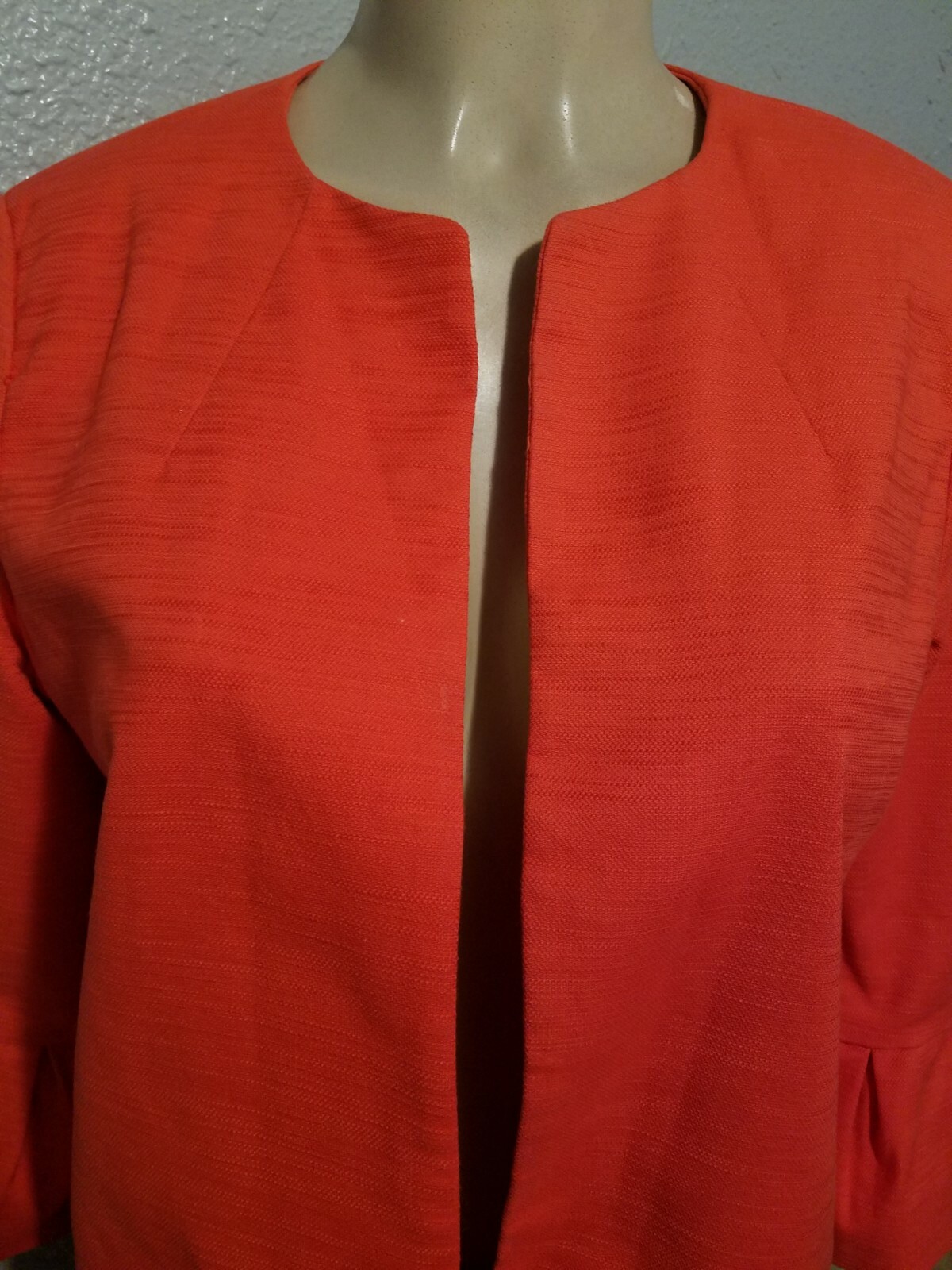 Halogen Ruffled Sleeve Collarless Blazer Red Size… - image 4