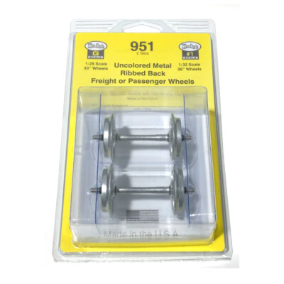 Kadee #951 Uncolored Metal Ribbed Back Wheels – G/1 Scale, Freight Or Passenger – 2 Pack