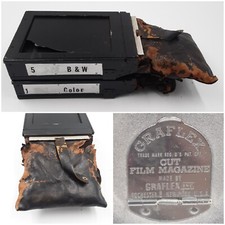 Vintage Set Of 2 Graflex Cut Film Magazine Back Display Collection B W  Color