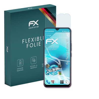 atFoliX 3x Folie für Tecno Camon 12 Schutzfolie klar&flexibel Displayschutzfolie