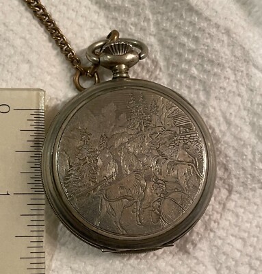 Vintage Caravelle Pocket Watch - colorful with cows Farmer main image 2