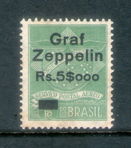 Brazil (1930) - Zeppelin 5000 Réis Overpr. (RHM#Z-6) MNH Rust Spots - Picture 1 of 2