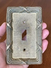 Vtg 3431 Ribbon & Reed Heavy Brass Switchplate Switch Plate Light Cover Hardware