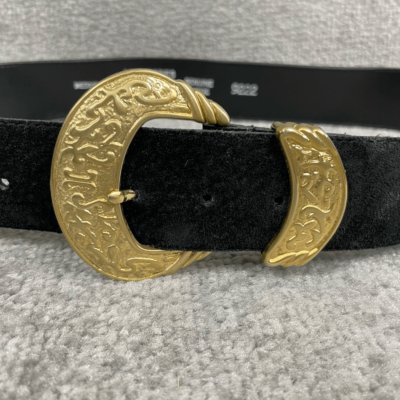 Accessories by Pearl Wide Black Leather O-Ring Belt Vintage 1990’s 36 in Large Vintage Accessories by Pearl Genuine Leather Belt Black  main image 4