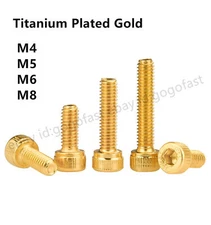 Titanium Plated Gold M4 M5 M6 M8 Socket Cap Head Screw Allen Bolt Hex Drive