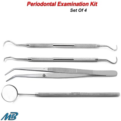 Basic Examination Kit Dental Hygiene Explorer Scaler Medical Cotton Tweezers