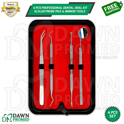 Professional Dental Oral Kit Scaler Probe Pick & Mirror Tools Set German Grade