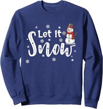Let It Snow Christmas Snowman Cute Happy Present Unisex Crewneck Sweatshirt