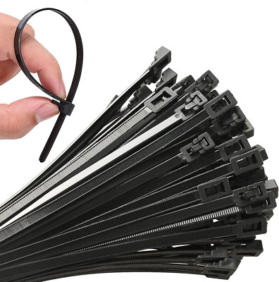 100 Pack Releasable Reusable Zip Ties Nylon Cable Heavy Duty Wire Self Locking