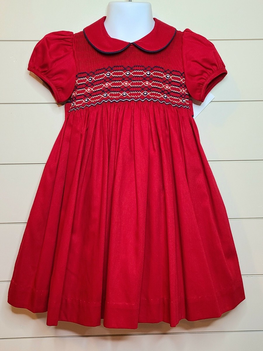 christmas pageant dresses NEW 18M WILL BETH Smocked Bodice Red Roses Dress Christmas Wear or Sportswear