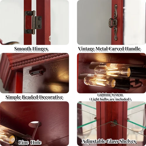 6 Shelf Corner Curio Display Cabinet,69.49"H Lighted Wooden Bar Glass Cabinet - Picture 45 of 47