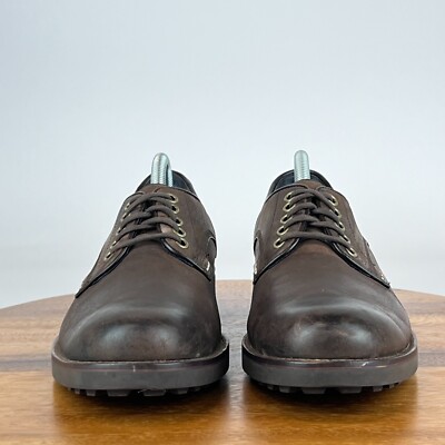 Mens Cole Haan Brown Leather Plain Toe Lug Sole Derby Dress 