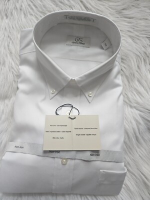SIZE L COOPER & STUART (NEW) Long Sleeve White Dress Shirt Lot 519