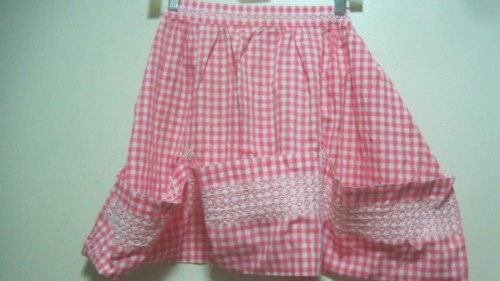 VTG 40s?PINK&WHITE Gingham Chicken Scratch/Farm Check/Cross Stitch Half Apron - Picture 1 of 2
