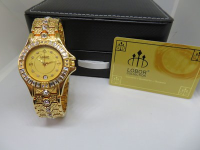 LOBOR BELLINZONA ARMBANDUHR VERGOLDET und 38 SWAROVSKI STEINE 249,00  NEU