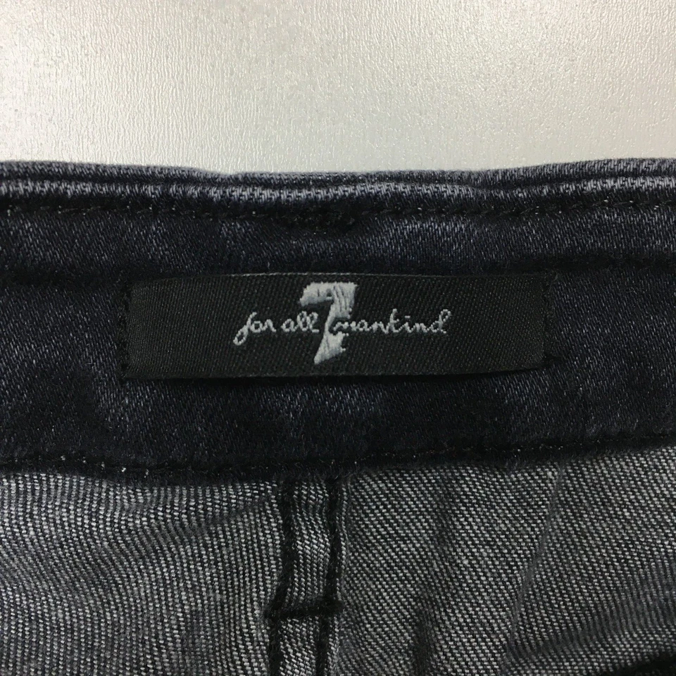 7 FOR ALL MANKIND Gray Distressed Patch Detail Slim Skinny Jeans Womens sz 26 - Image 2 of 4