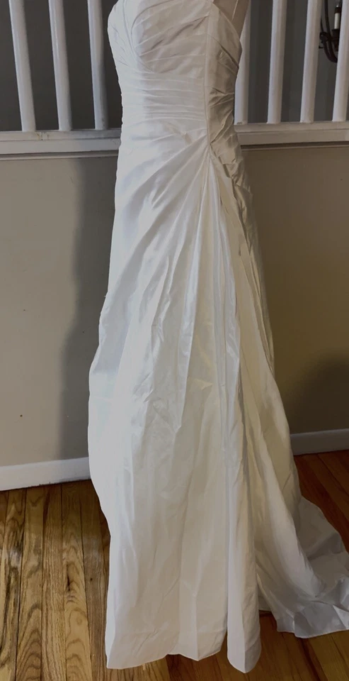 Vestido de novia David blanco tafetán sin tirantes tren desmontable 101588 nuevo con etiquetas Foto 4 de 4