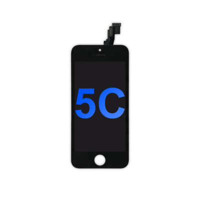 LCD Assembly for iPhone 5C - Black with Tool Kit and Tempered Glass