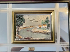 3D ARG 925 STERLING SILVER PAINTING RELIEF SCULPTURE Italian LM Designer Framed