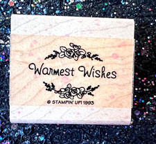 Vintage Rubber Stamp "Warmest Wishes Salutation" by Stampin' UP 1 3/4 x 2"