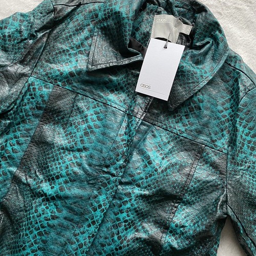 asos faux leather snake print biker jacket / 8 / BNWT sold out - Picture 3 of 7