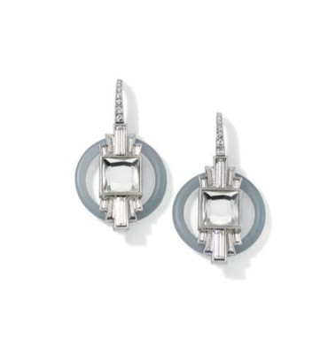 Lia Sophia  Allumer  Statement Crystal Satin Matte Silver Resin Drop Earrings
