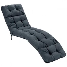 Outdoor Lounge Chaise Cushion with String Ties for Garden Poolside-Gray - Color: