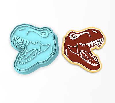 T-Rex Skull Cookie Cutter & Stamp, Birthday Jurassic Dino Animal Dinosaur  #3