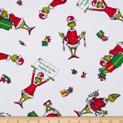Holiday Seuss How The Grinch Stole Christmas Cotton Fabric By The Yard 20998 - Picture 2 of 2