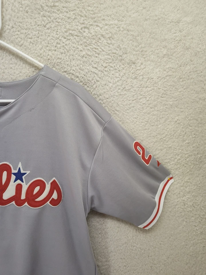 Majestic Philadelphia Phillies Men Jersey Size 48 Gray Utley Athletic Shirt - Image 3 of 4