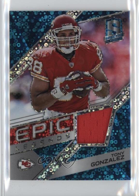 2018 Spectra Epic Legends Materials Neon Blue Prizm 39/99 Tony Gonzalez HOF g5i
