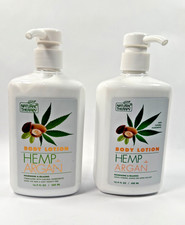 2 Bottles Natural Therapy 16.9 Oz Hemp  Argan Nourish  Relaxing Body Lotion