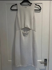 GUESS White Textured Cut-Out Midi Dress – Size S UK 6