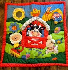 Fisher Price Deluxe Discovery Quilt Infant Baby Activity Mat Play Busy Vtg 1993