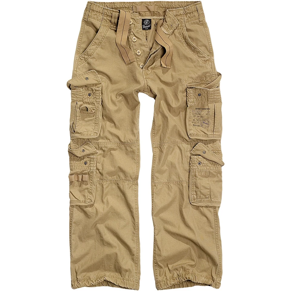 Brandit Pure Vintage XL Beige Cargo Pantalon Baumwolle Herren Freizeithose Trend