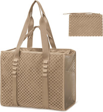 Large Mesh Beach Bag for Women with Zipper Insulated Pockets
