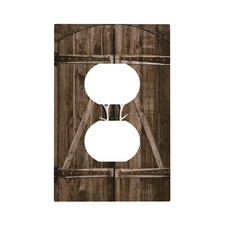 Rustic Farmhouse Antler Wood Board Barn Door 1 Gang Duplex Outlet Covers Deco...